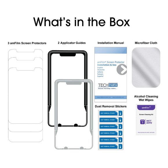 [3 Pack] iPhone 12 / 12 Pro / 11 / XR Glass Screen Protector + Installation Tool - Picture 2 of 7